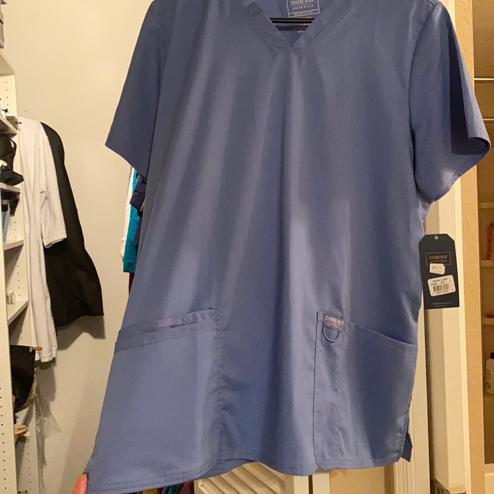 Cherokee ceil blue nurse scrub top